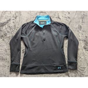 Under Armour Long Sleeve 1/4 Zip Sweater Women's Size Large Black Semi Fitted